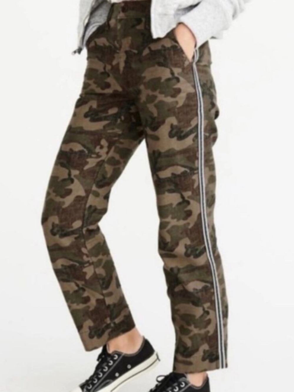 Abercrombie & Fitch Annie High Rise Camo Straight Ankle Pants |100% Cotton Pants